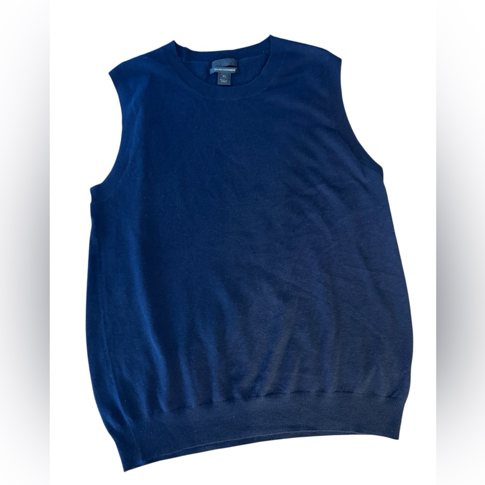 J Crew 100% Italian Cashmere Tank Top Sweater Vest Navy Women's XL